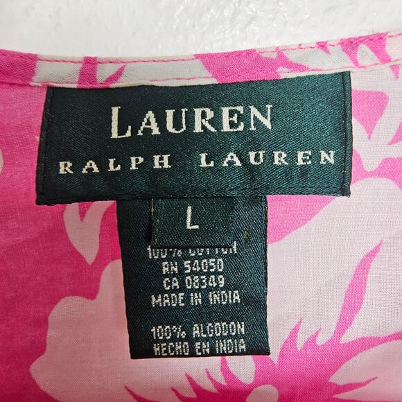 Lauren Ralph Lauren Women Floral Tunic Coastal Resort Tropical Travel Beach Sz L - Picture 6 of 8
